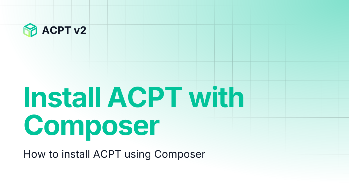 Install ACPT with Composer | ACPT v2