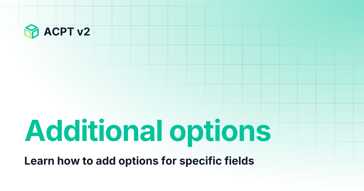 Additional options | ACPT v2